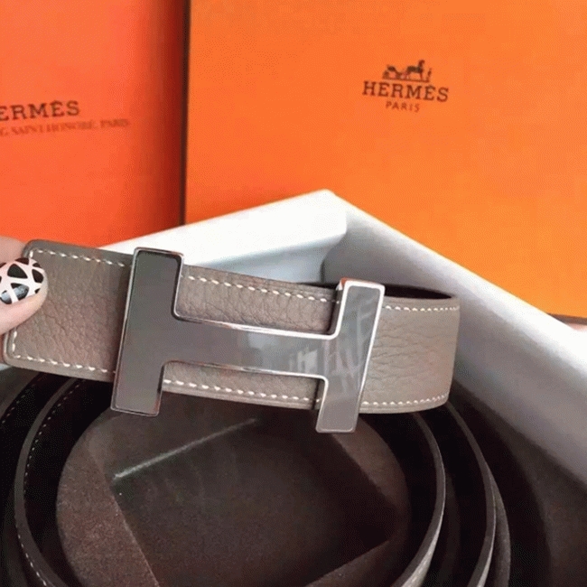 Fake Hermes Kits belt in grey epsom with Constance buckle angle 2