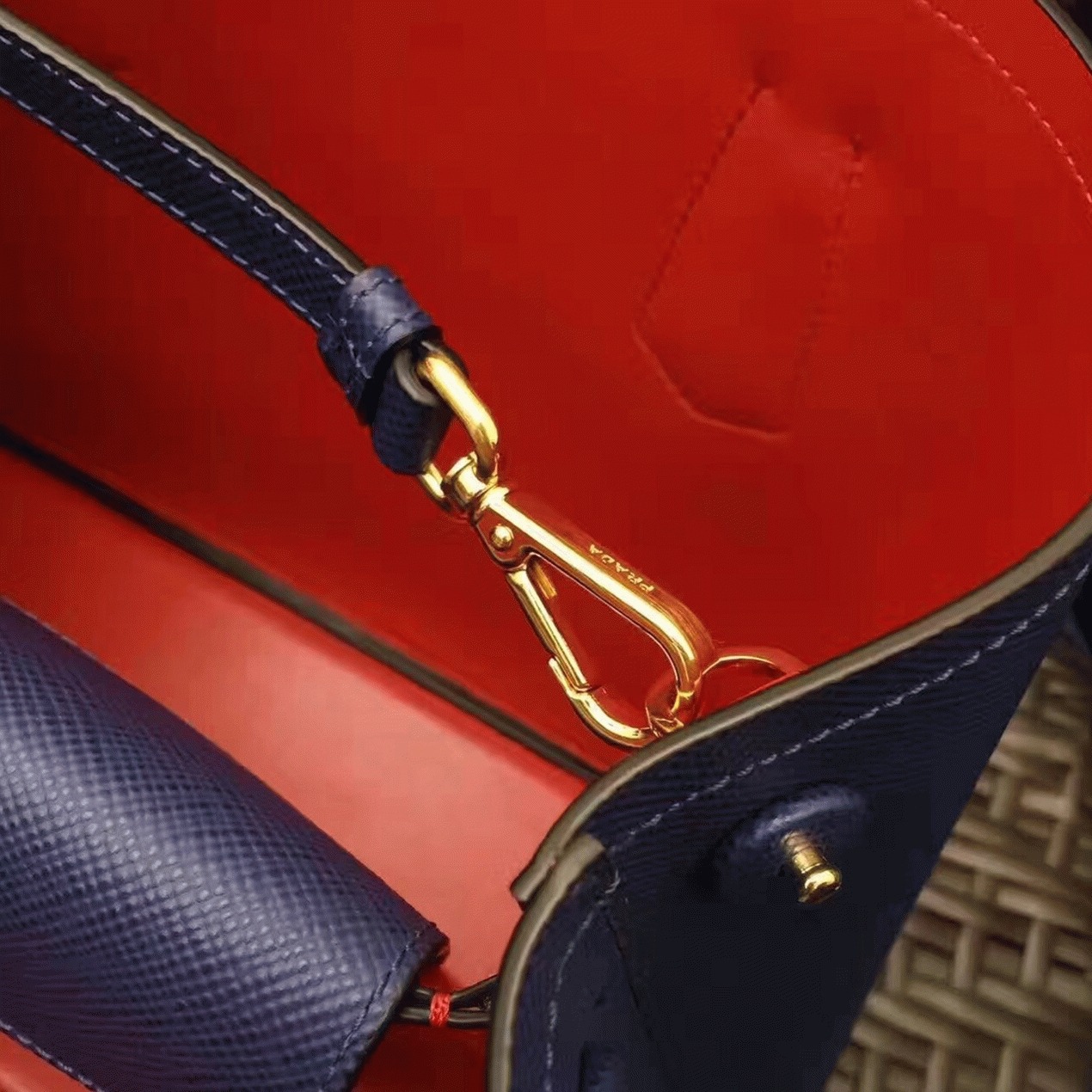 Blue Prada Double Medium Tote Bag Replica angle 2