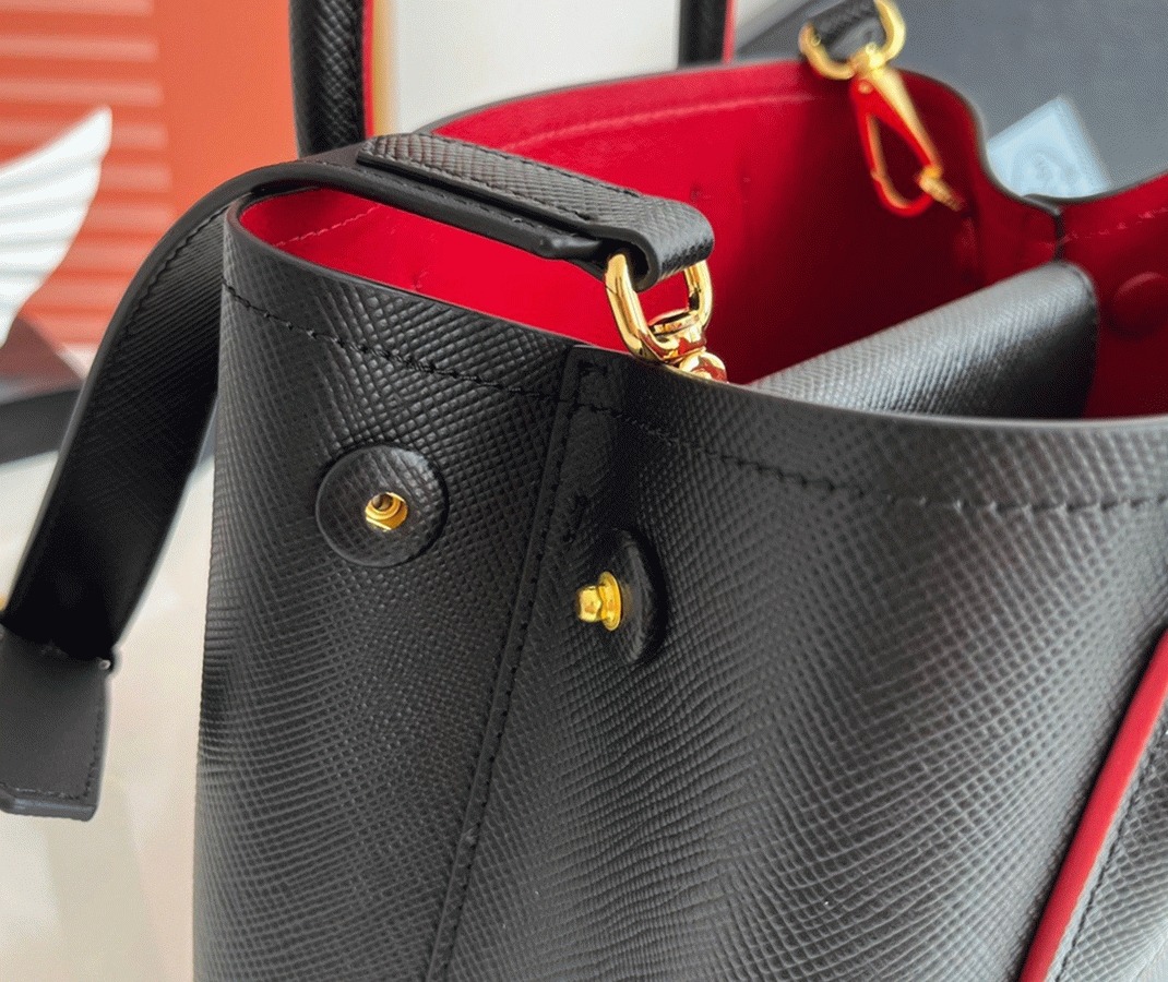 Black Prada Double Mini Bag Replica angle 2
