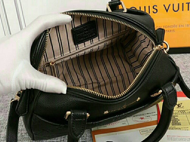 Louis Vuitton Monogram Empreinte Speedy Bandouliere 25 Handbag In Black angle 5