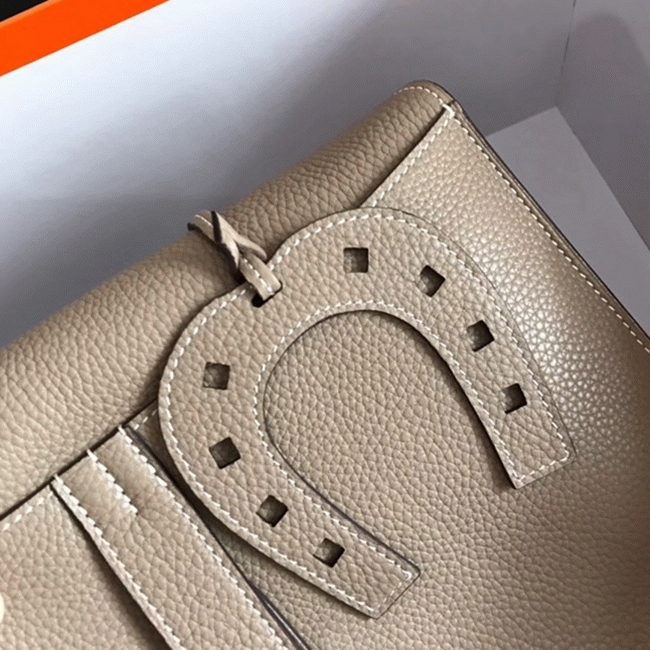 Grey AAA Replica Hermes Halzan Elegant Leather Tote angle 4