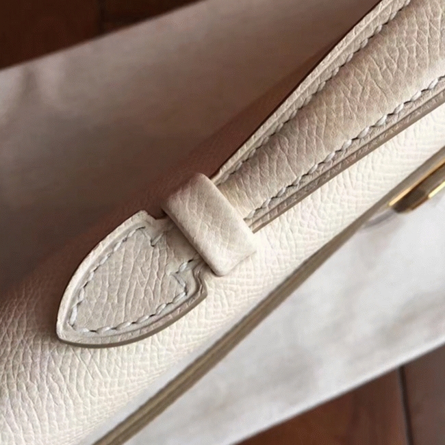 White Epsom Replica Hermes Kelly Cut Clutch Clean Look Bag angle 3