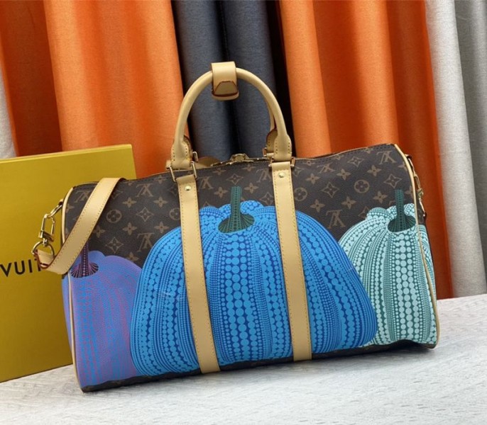 Louis Vuitton X YK Monogram Canvas Keepall 45 Luggage In Pumpkin angle 4