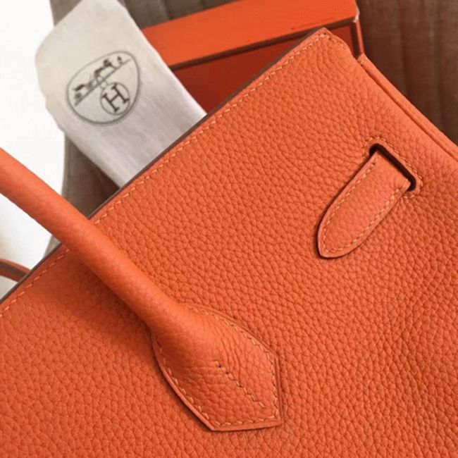 Orange Hermes Birkin 30cm Classic Replica Purse angle 5