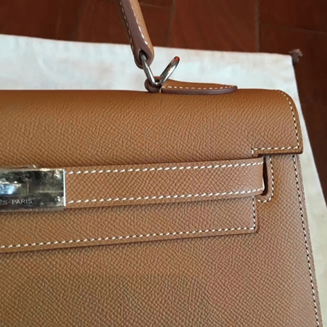 Brown Epsom Knockoff Hermes Kelly 32cm Sellier Classic Purse angle 2