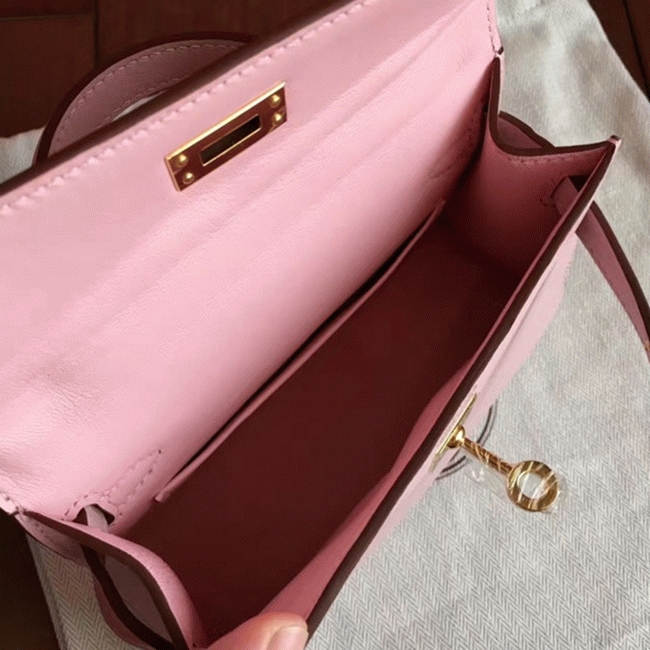 Dragee Swift Rose Imitation Hermes Kelly Mini II 20CM Purse angle 3