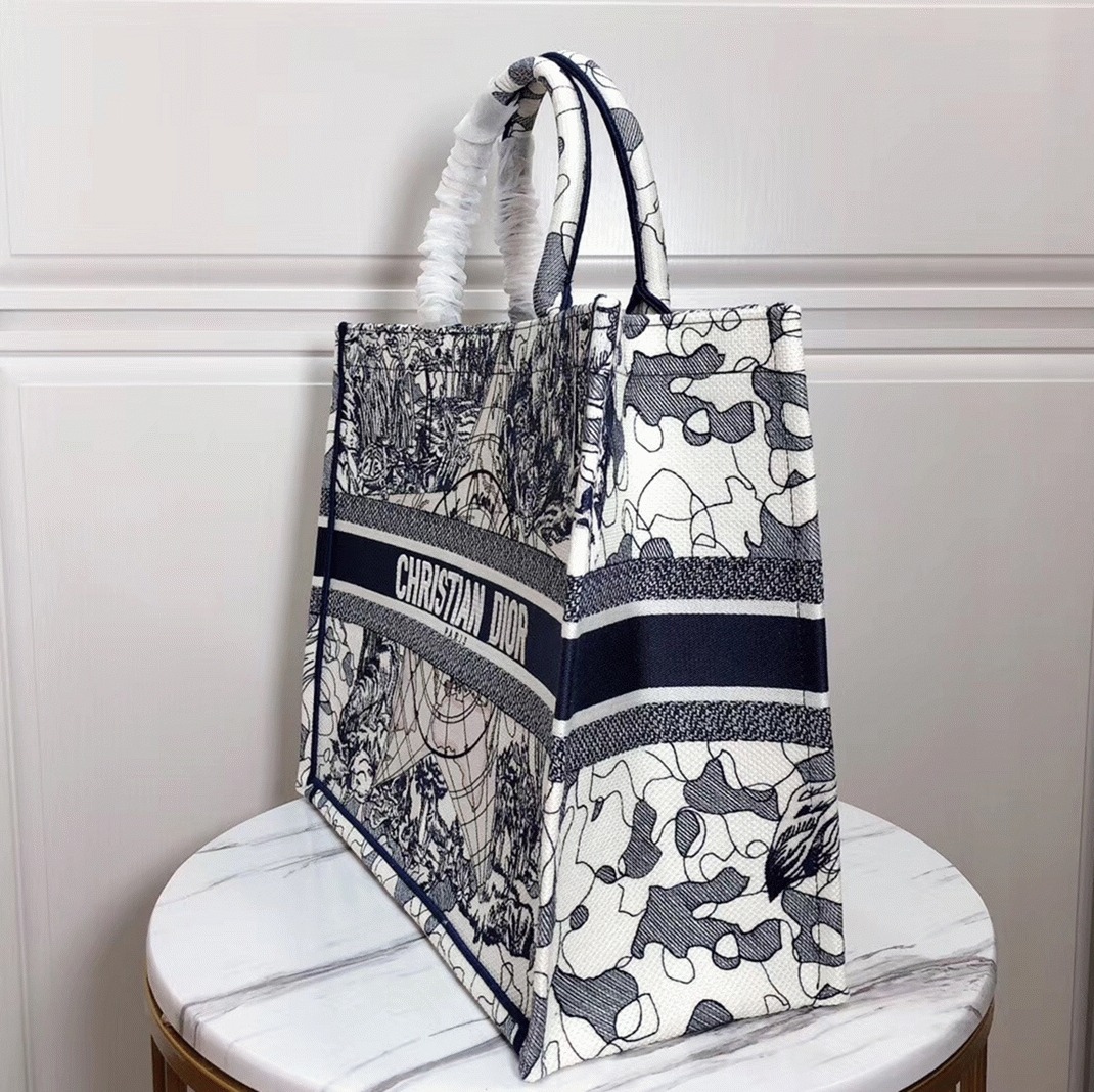 Dior Large Book Tote Bag Knockoff in Around The World Embroidered Canvas angle 5