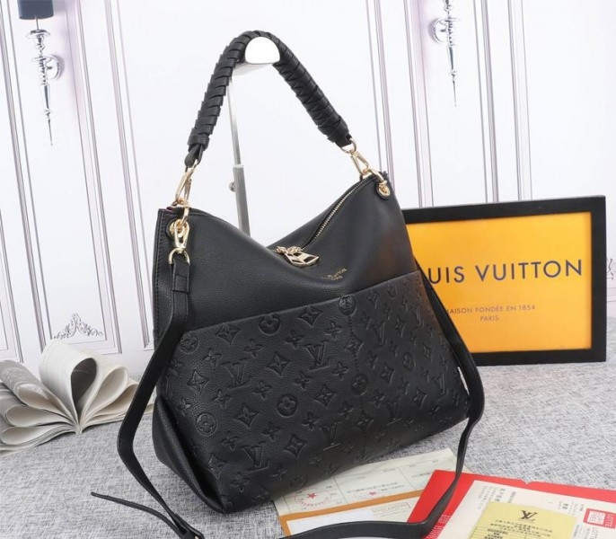 LV Monogram Empreinte Leather Maida Hobo In Black angle 2