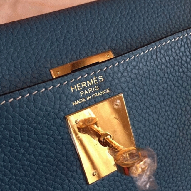 Blue Jean Clemence Replica Hermes Kelly Retourne 32cm Elegant Purse angle 2