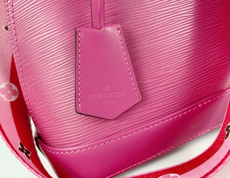 Louis Vuitton Epi Leather Alma BB Handbag In Pondichery Pink With Jacquard Strap angle 2
