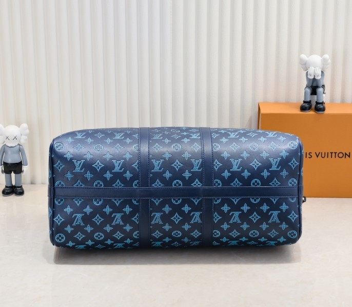 LV Monogram Shadow Keepall Bandouliere 50 In Navy River Blue angle 4