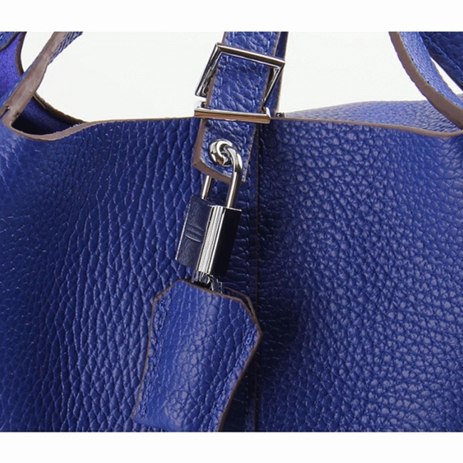 Electric blue imitation AAA Hermes Picotin Lock handbag angle 3