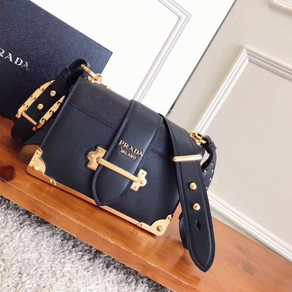 Black Prada Cahier Shoulder Bag Replica angle 2