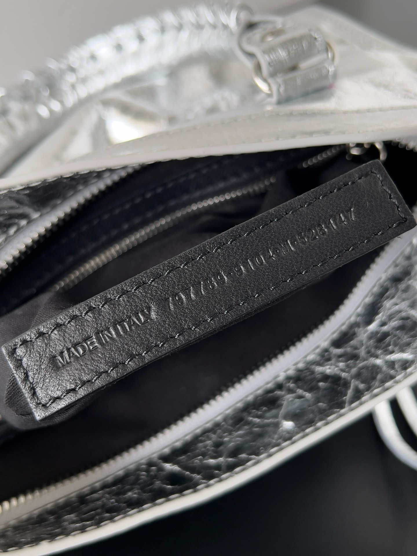 Knockoff Balenciaga Le City Small Bag Silver Metallic Lambskin angle 5