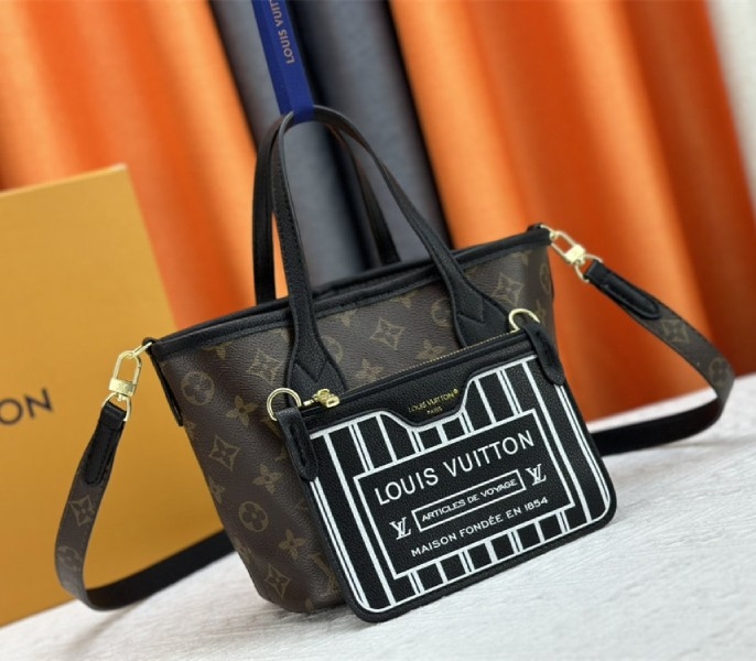 Louis Vuitton Neverfull Bandouliere Inside Out BB Tote In Monogram Canvas And Black Leather angle 2
