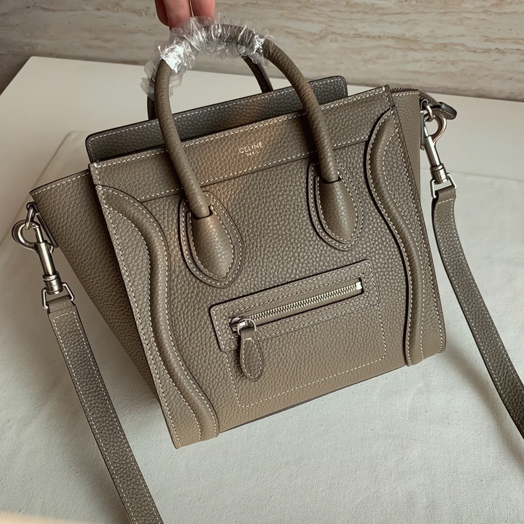 Celine Nano Luggage Tote Bag Fake in Souris angle 3