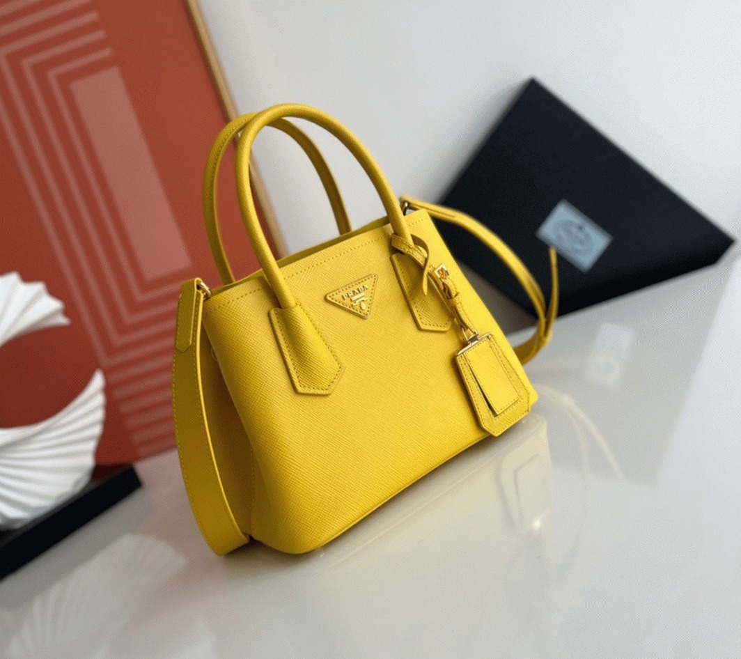 Yellow Prada Double Mini Bag Fake angle 5