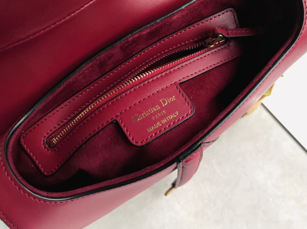 Dior Saddle Bag Replica in Red Smooth Calfskin angle 4