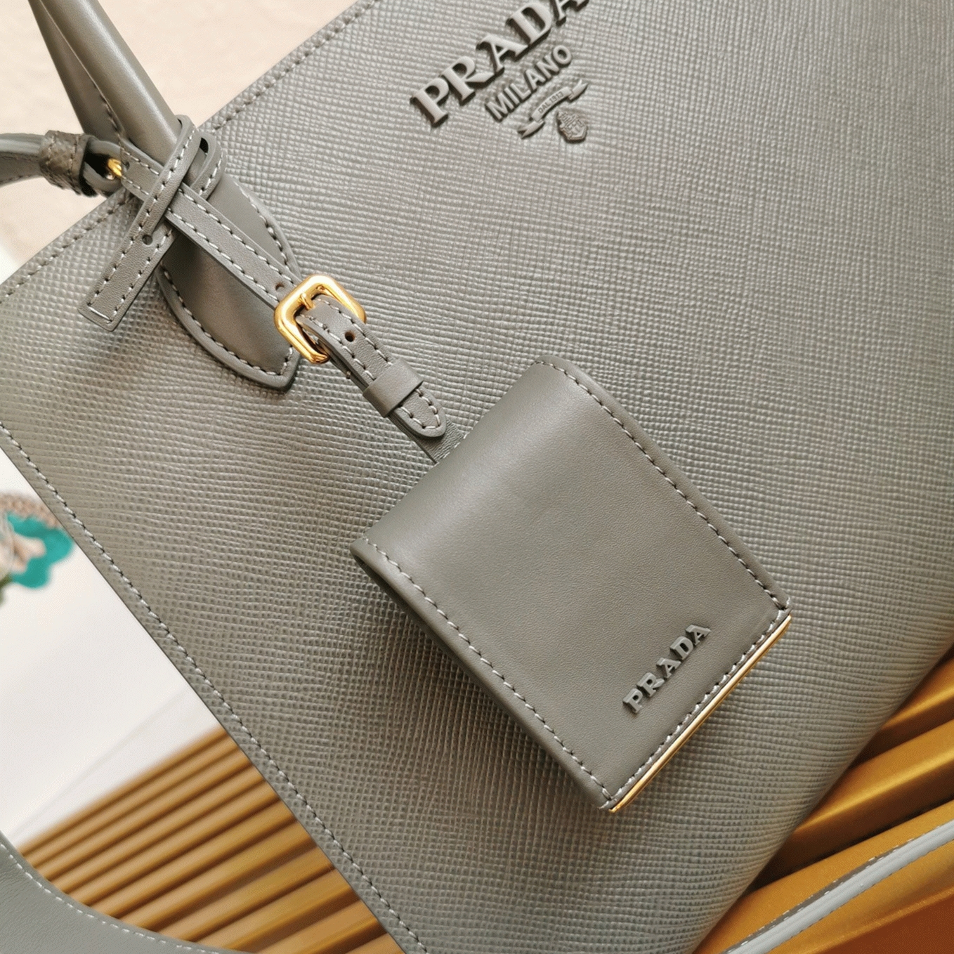 Grey Prada Monochrome Medium Bag Replica angle 2