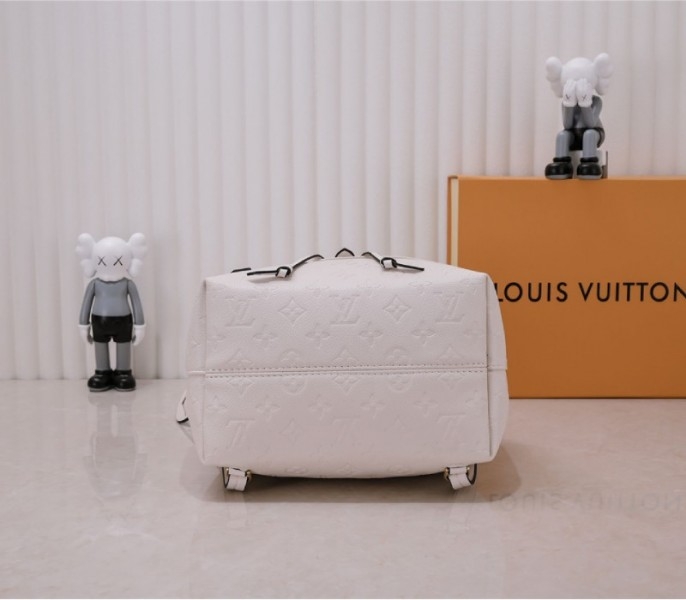 Louis Vuitton Monogram Empreinte Leather Montsouris PM Backpack In White angle 4