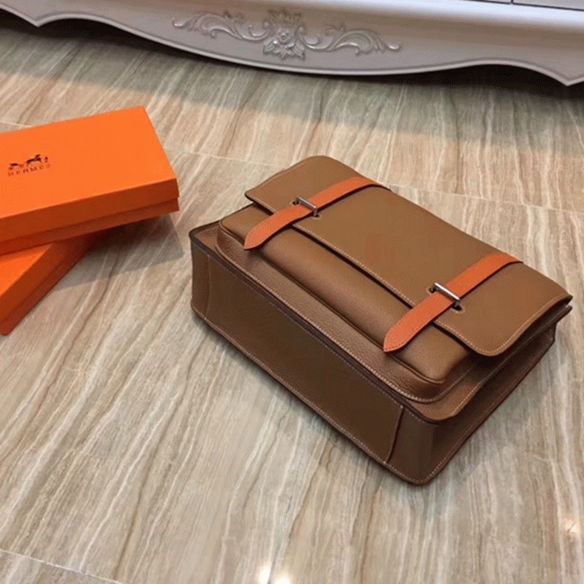 Brown Bicolor Knockoff Hermes Steve Messenger Bag angle 3