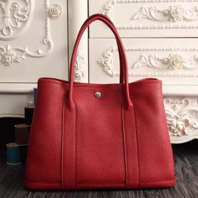Red Fake AAA Hermes Garden Party 30cm Bright Tote Bag