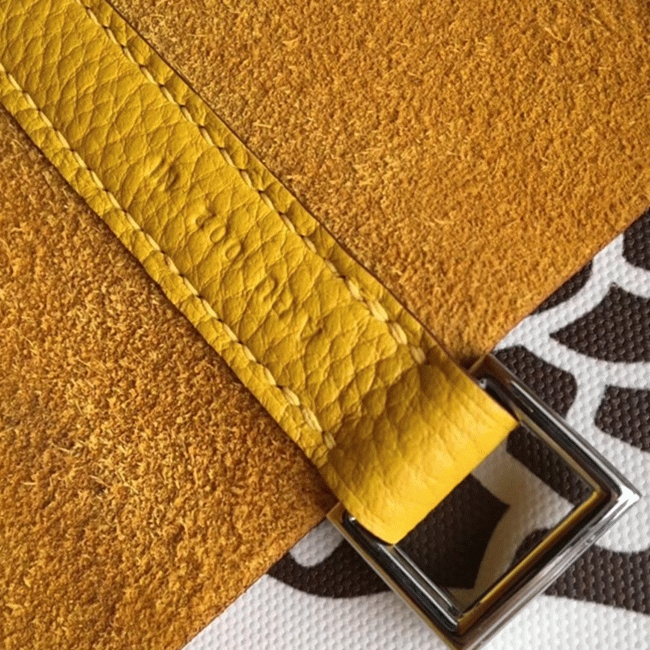 Yellow knockoff Hermes Picotin Lock 22cm handbag with braided handles angle 3