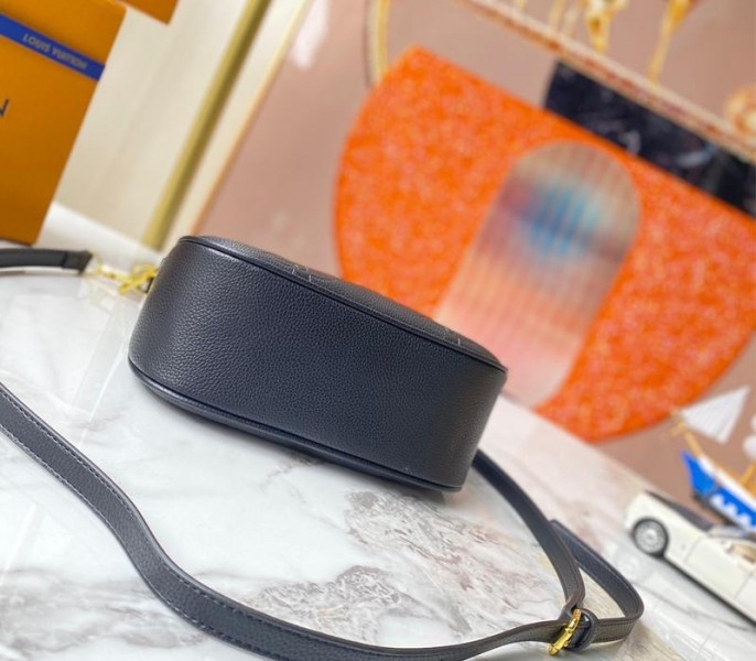 Louis Vuitton Monogram Empreinte Leather Bagatelle Mini Hobo In Black angle 4
