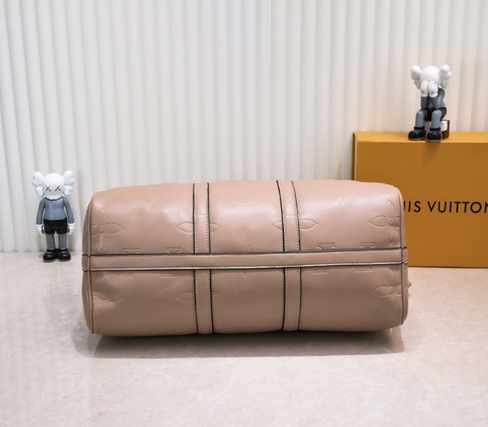 LV Monogram Empreinte Keepall Bandouliere 45 In Tourterelle Gray angle 3
