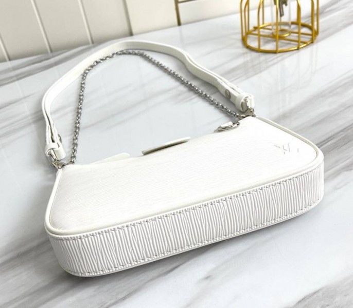 Louis Vuitton Epi Leather Easy Pouch On Strap In Quartz White angle 5
