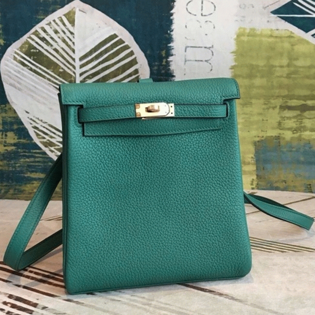 Malachite Clemence Replica Hermes Kelly Ado PM Backpack