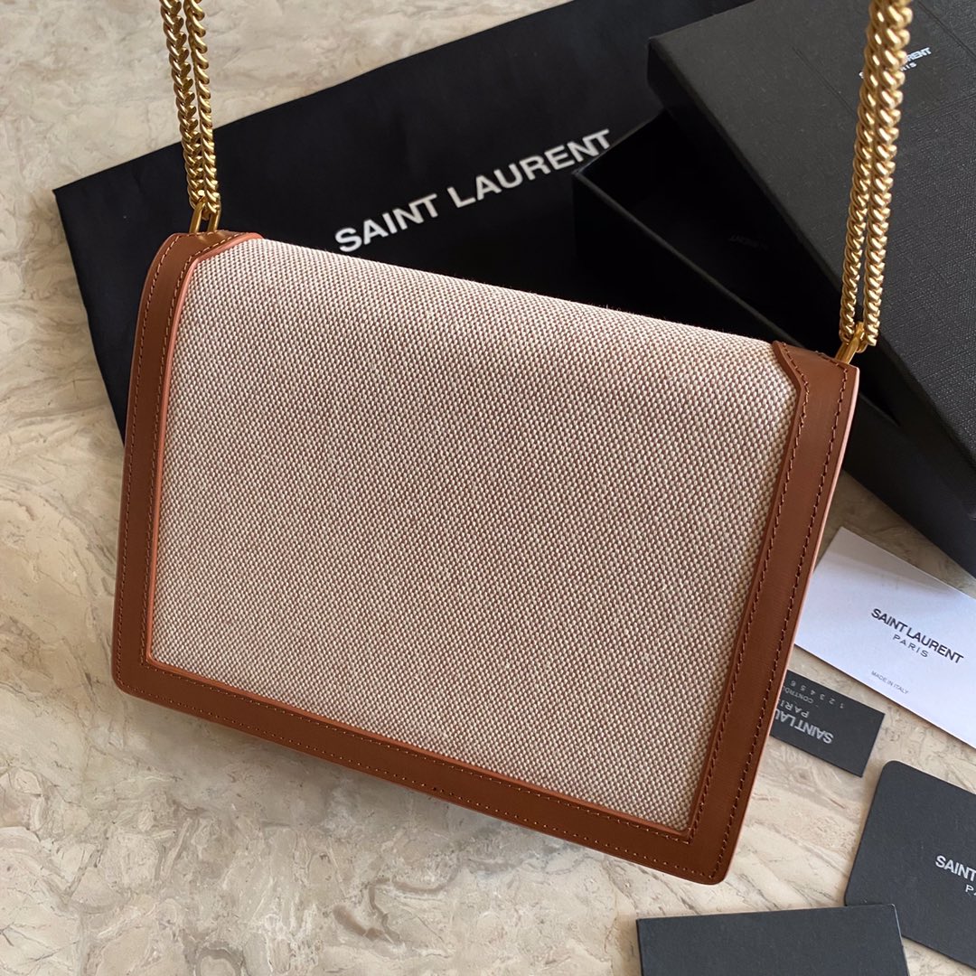 CASSANDRA MONOGRAM CLASP BAG IN CANVAS AND SMOOTH LEATHER angle 5