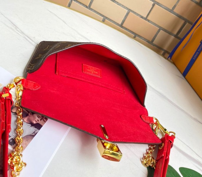 Louis Vuitton Monogram Canvas Padlock On Strap Bag In Red angle 3