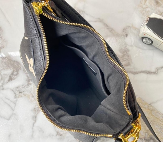 Louis Vuitton Bicolor Monogram Empreinte Leather Bagatelle Mini Hobo In Black angle 5