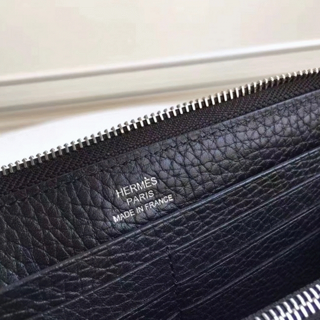 Black AAA Replica Hermes Wallet Azap Zipped angle 4