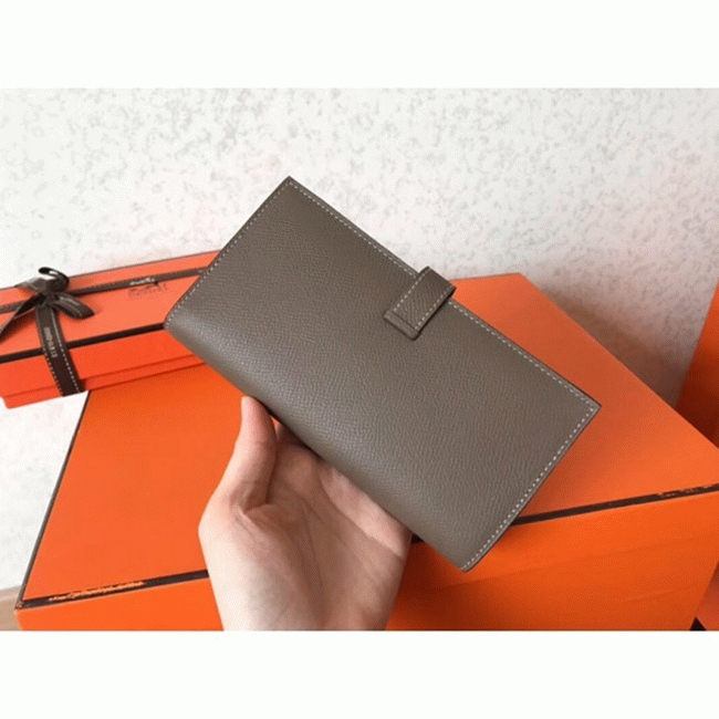 Taupe Epsom Fake Hermes Bearn Wallet angle 3