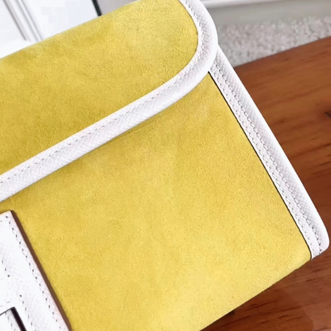 Yellow Knockoff Hermes Jige Elan 29 Statement Clutch Bag angle 4