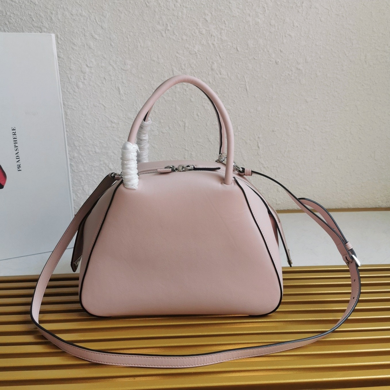 Prada Supernova Small Top Handle Bag Knockoff in Pink angle 4