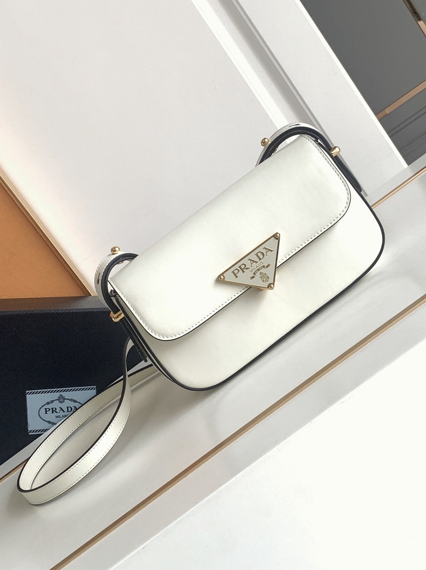 Prada Shoulder Bag Fake in White angle 3