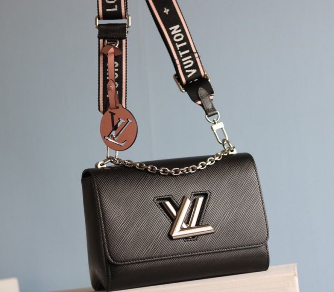 Louis Vuitton Monogram Empreinte Bold Printed Pattern Twist MM Bag In Black