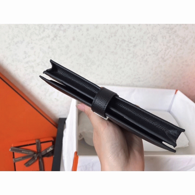 Black Epsom Copy Designer Hermes Bearn Wallet angle 2