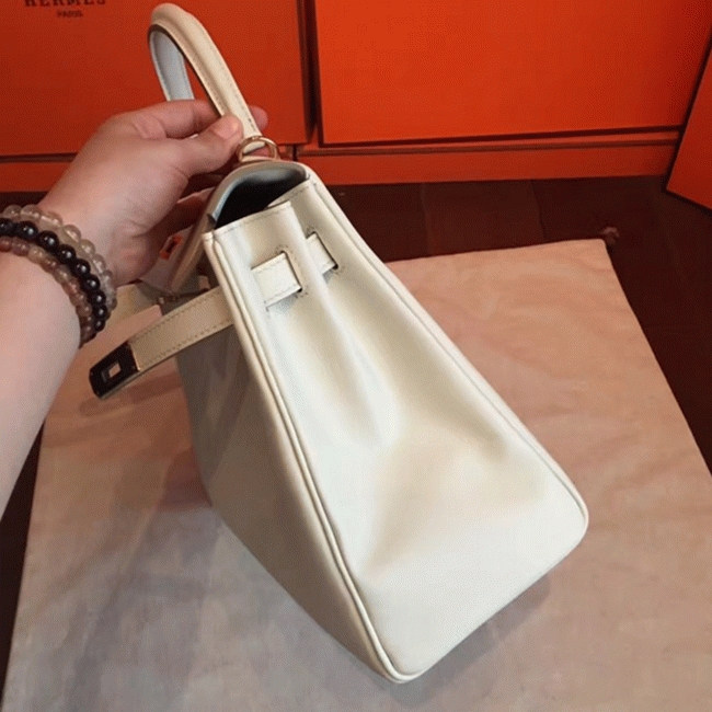 Ivory Swift Fake Hermes Kelly Retourne 32cm Refined Purse angle 5