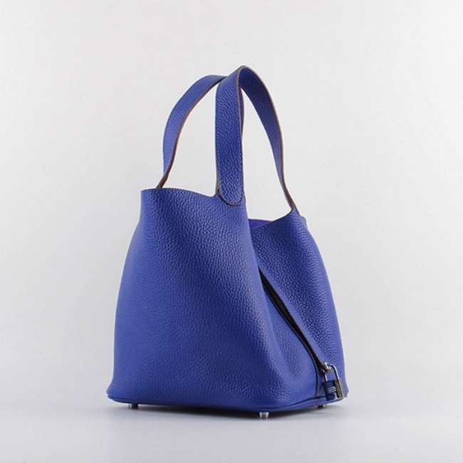 Electric blue imitation AAA Hermes Picotin Lock handbag angle 5