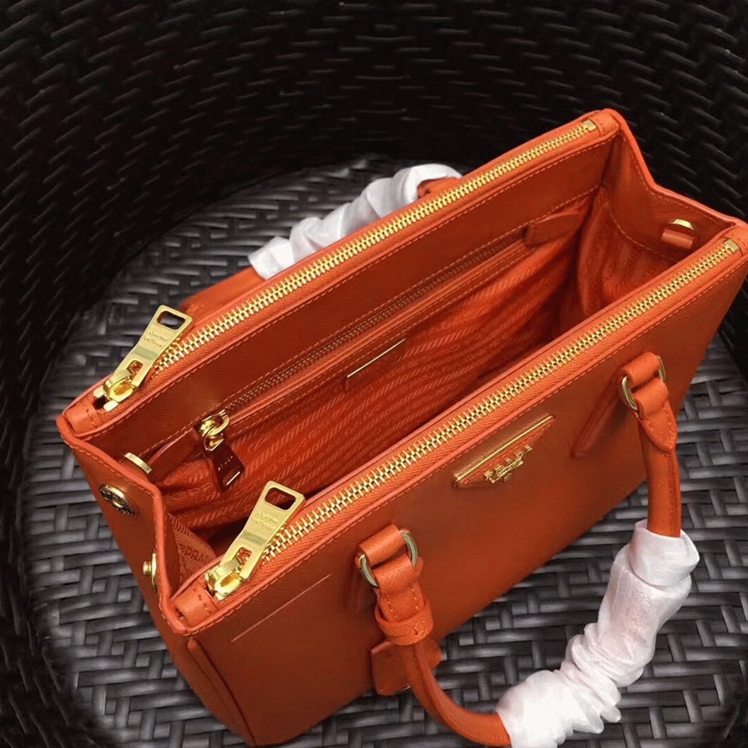 Orange Prada Galleria Medium Bag Knockoff angle 3
