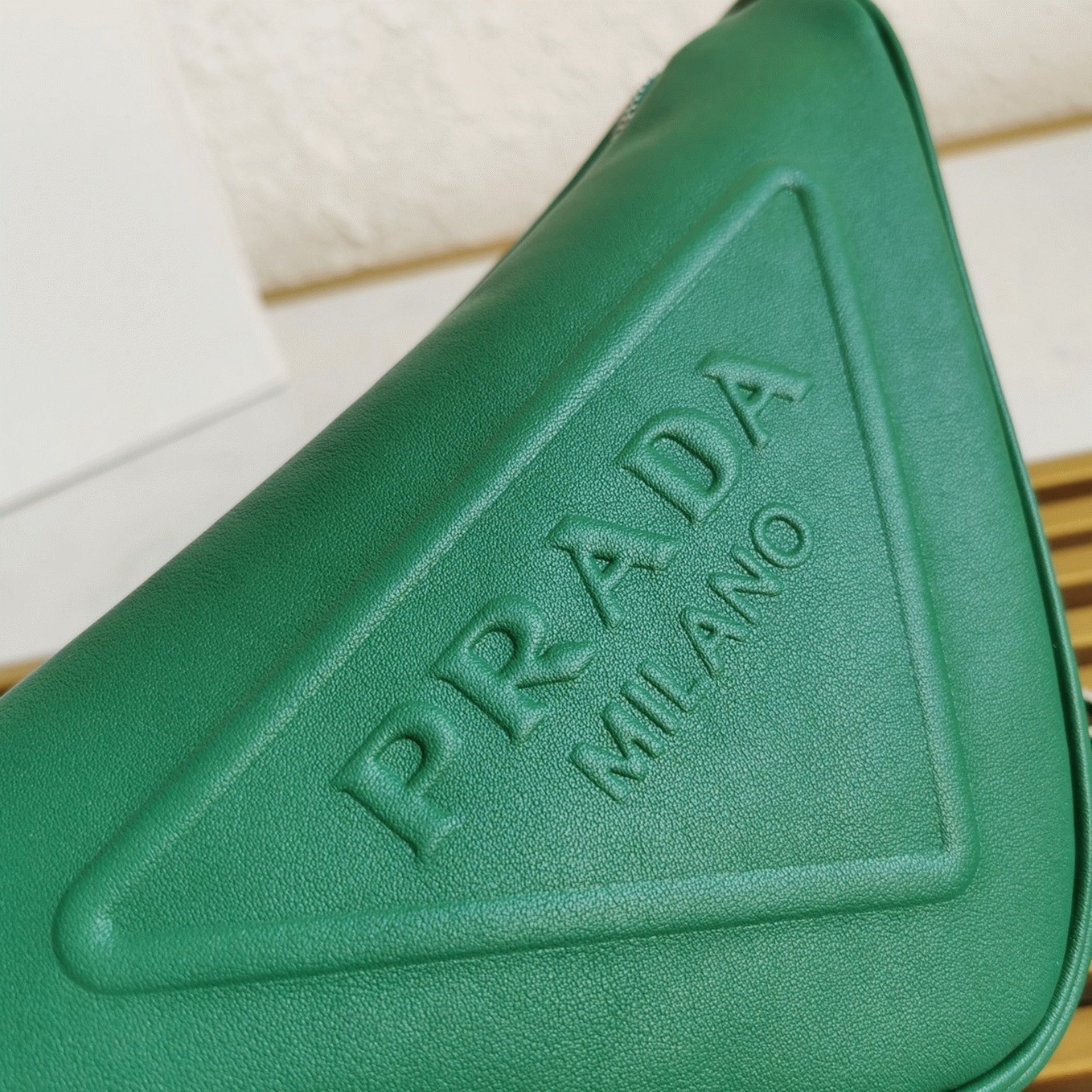 Prada Triangle Shoulder Bag Knockoff in Green angle 4