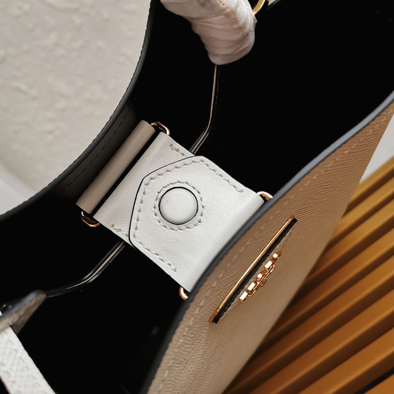 White Prada Medium Panier Bag Replica angle 3