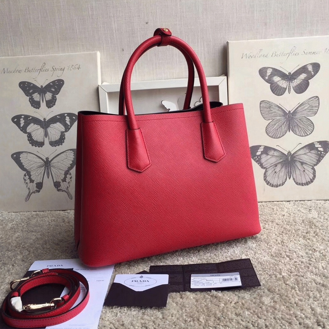 Red Prada Double Medium Tote Bag Replica angle 3