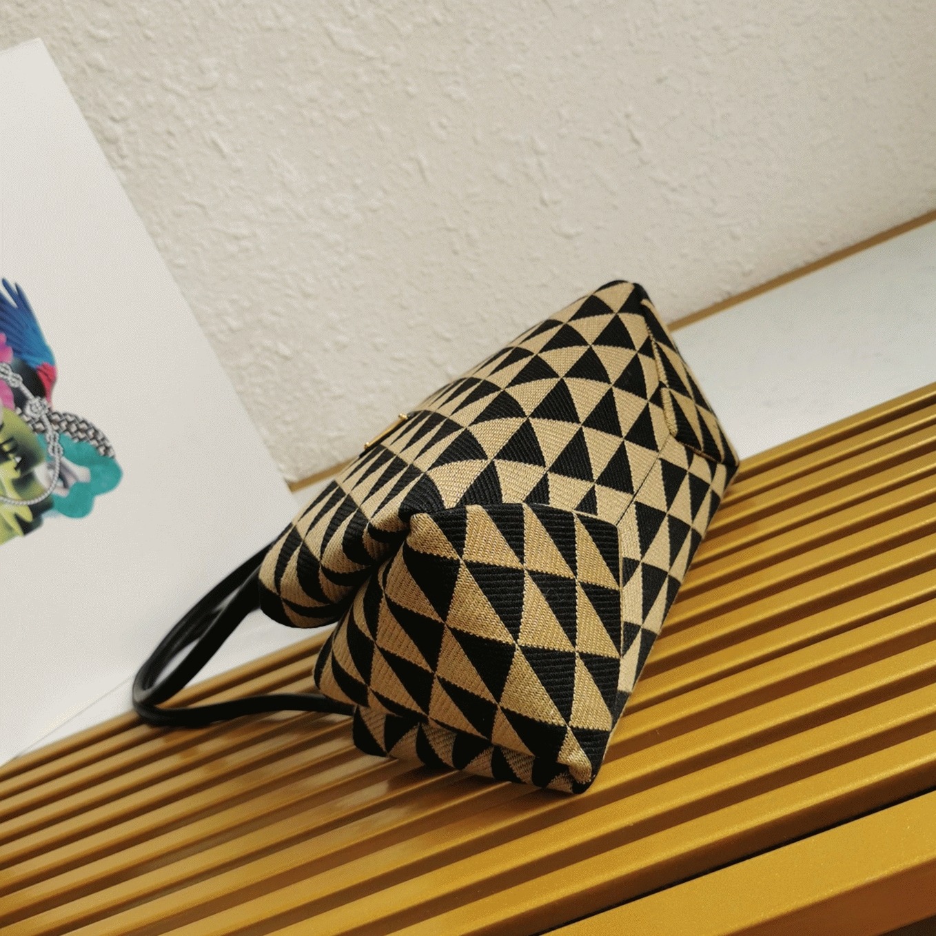 Prada Supernova Small Shoulder Bag Imitation in Black/Beige angle 5