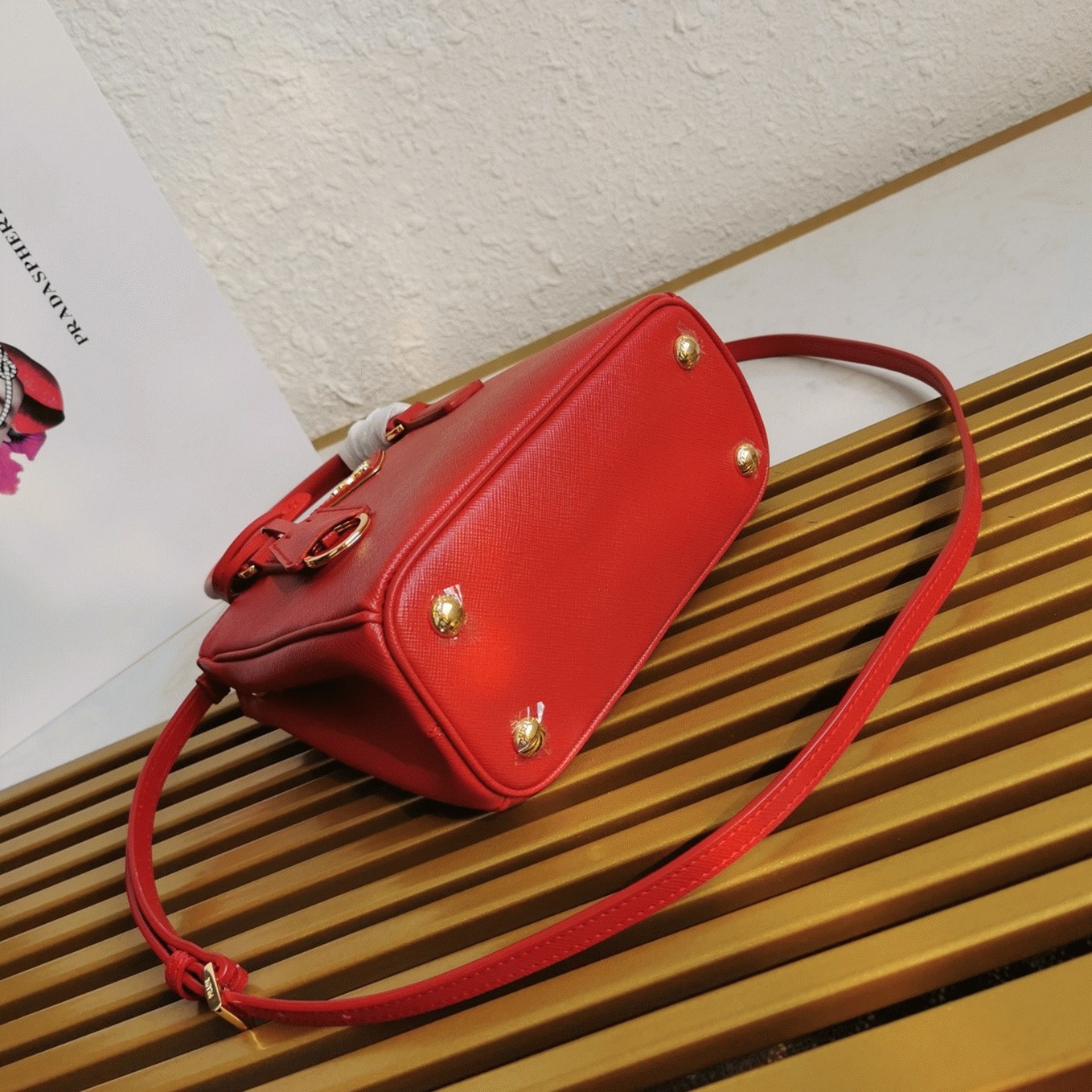 Red Prada Mini Galleria Bag Replica angle 5