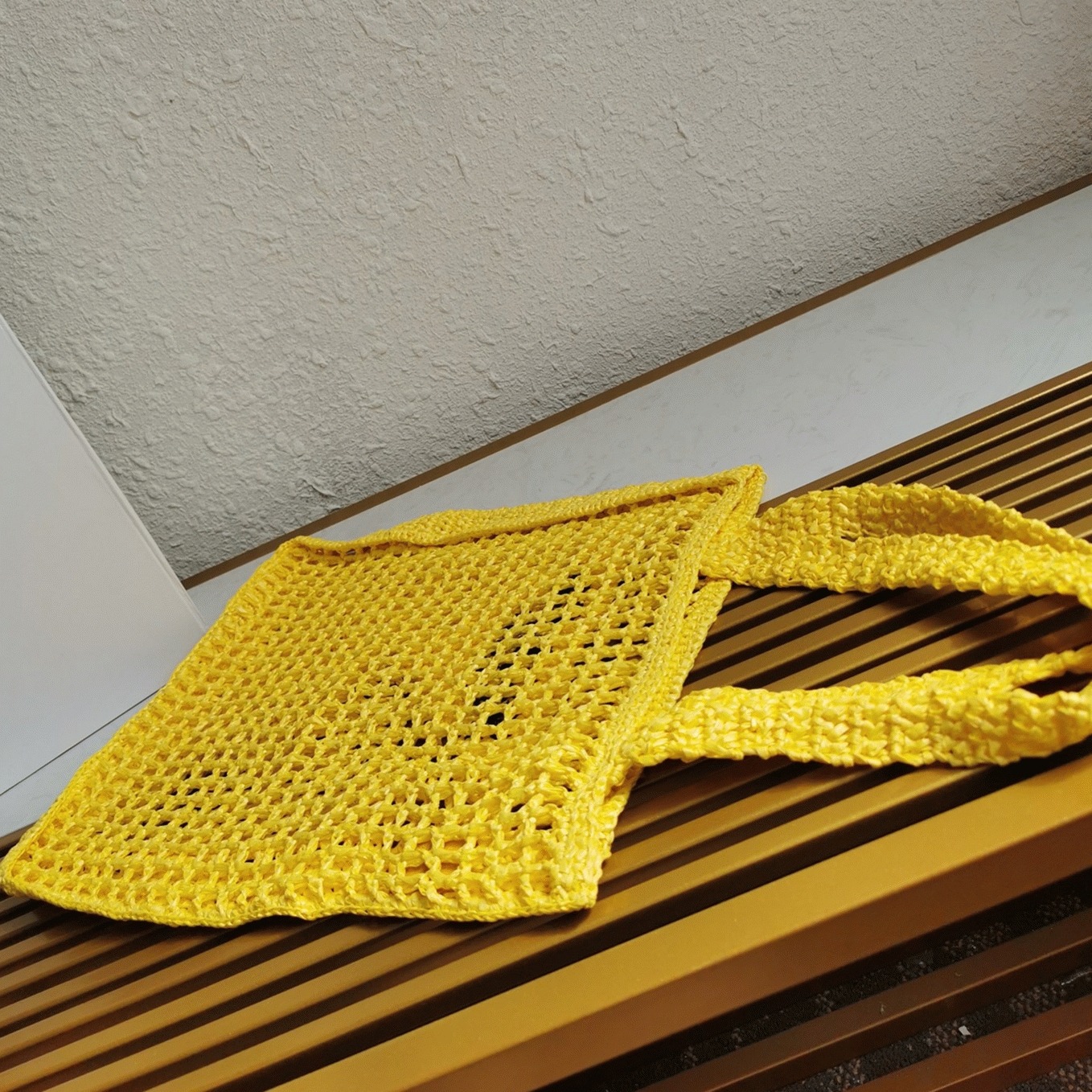 Prada Small Tote Bag Replica in Yellow Woven Raffia angle 4